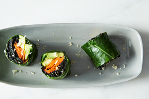 Collard Roll-Ups with Coconut Curry Kale